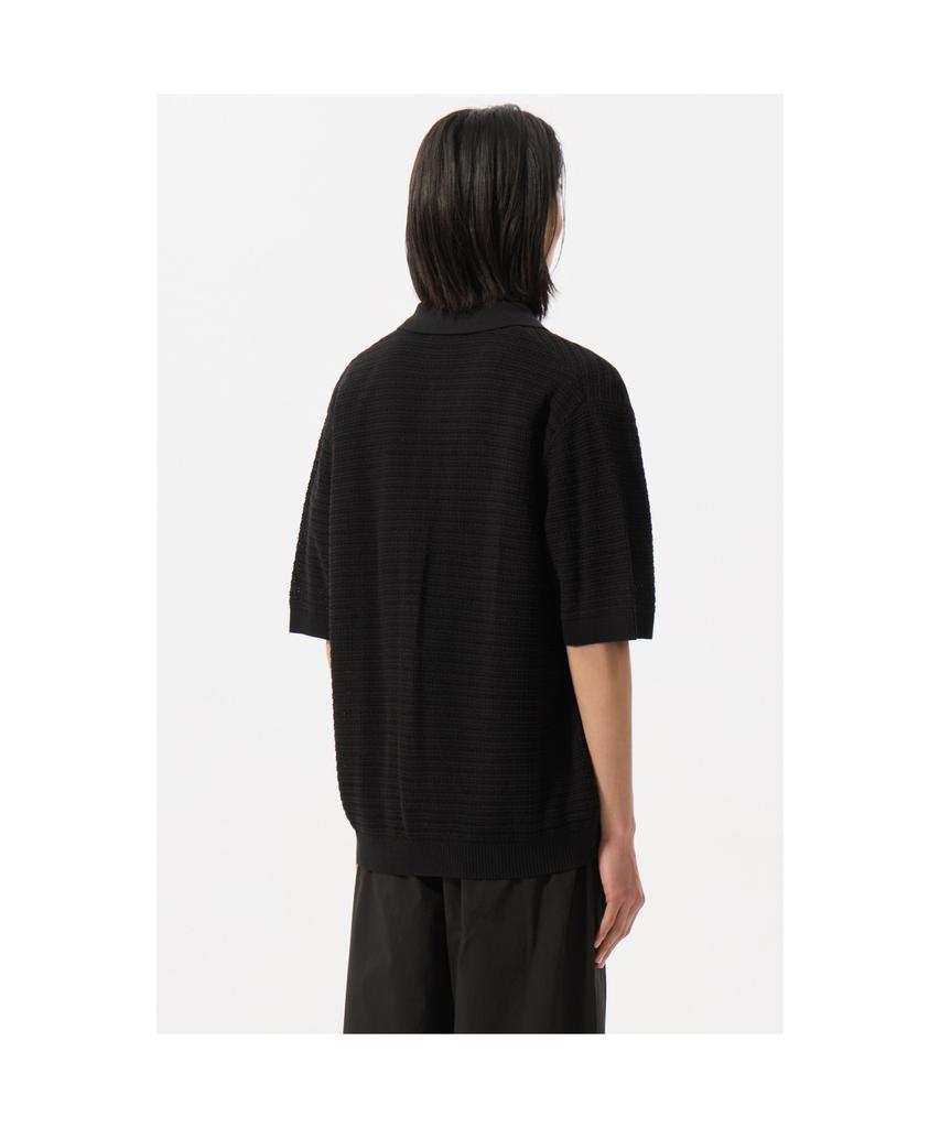 Customellow Black Mesh Half Sleeve Cardigan_Cwwam25312Bkx
