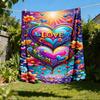 1pc Heart Love Flowers Butterfly Outdoor Flannel Blanket Soft All Season Polyester Throw , Perfect for Picnics & Travel , Picnic Accessory