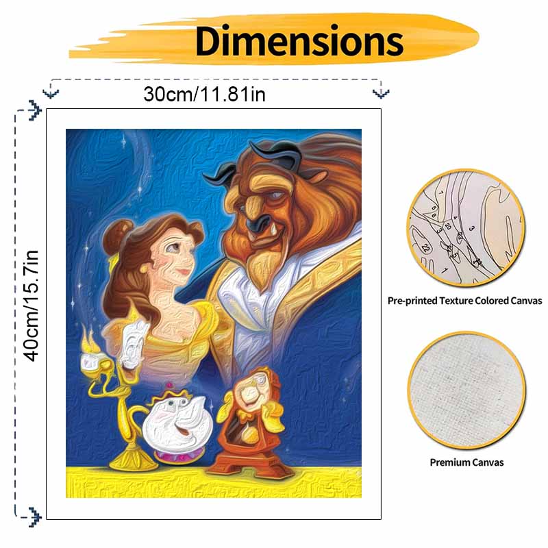 Disney Beauty and the Beast digital oil painting art handmade diy gift home decoration