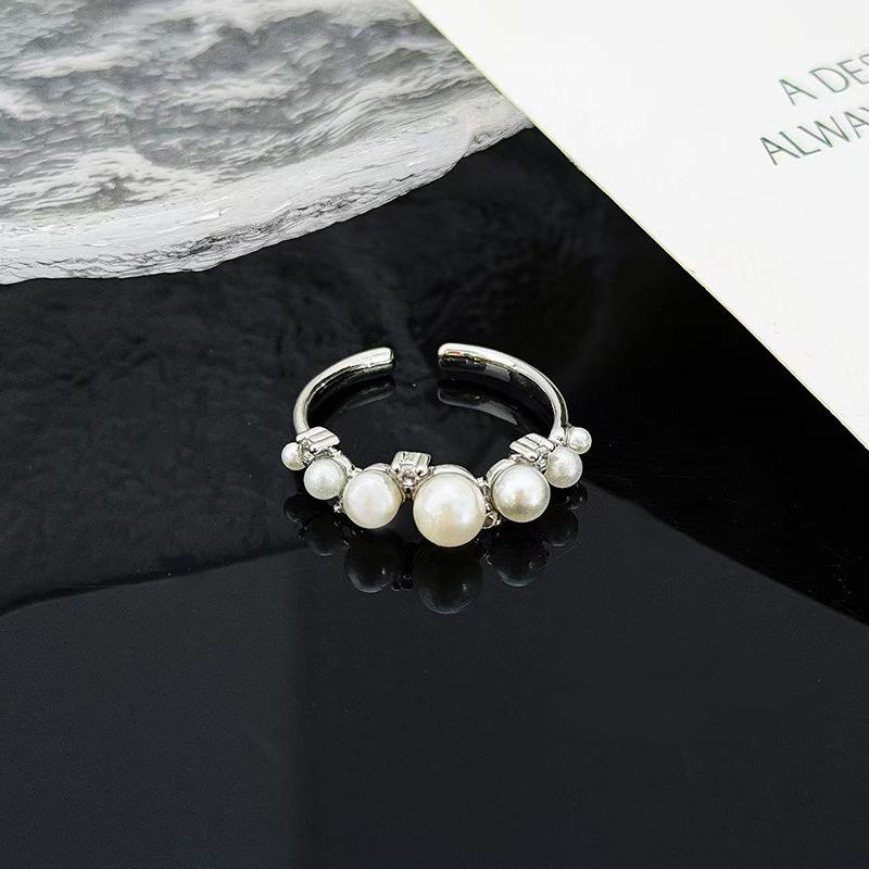 Leichter Luxus Mode Vierkantstern Super Fee Perle Zir*****Stift Ring Temperament Nische Hoher Sinn Exquisiter Ring