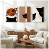 Abstract Boho Plant Leaf Cat Canvas Poster Wall Art Print Minimalist Animal Paintings for Living Room Decoration Gift