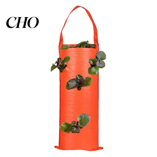PE Fabric Planter Hanging Strawberry Grow Bag Upside Down Reusable Breathable Plant Rootlet Growth with 4 6 8 10 Planting Holes for Vegetables