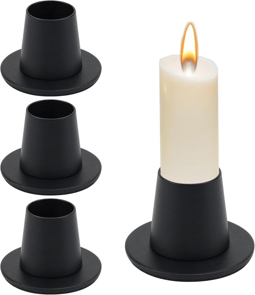 For 4 pcsCandle Holder Vintage Black Iron Candle Holder Cone Decoration Set Vintage Round Party Candle Holder Decoration