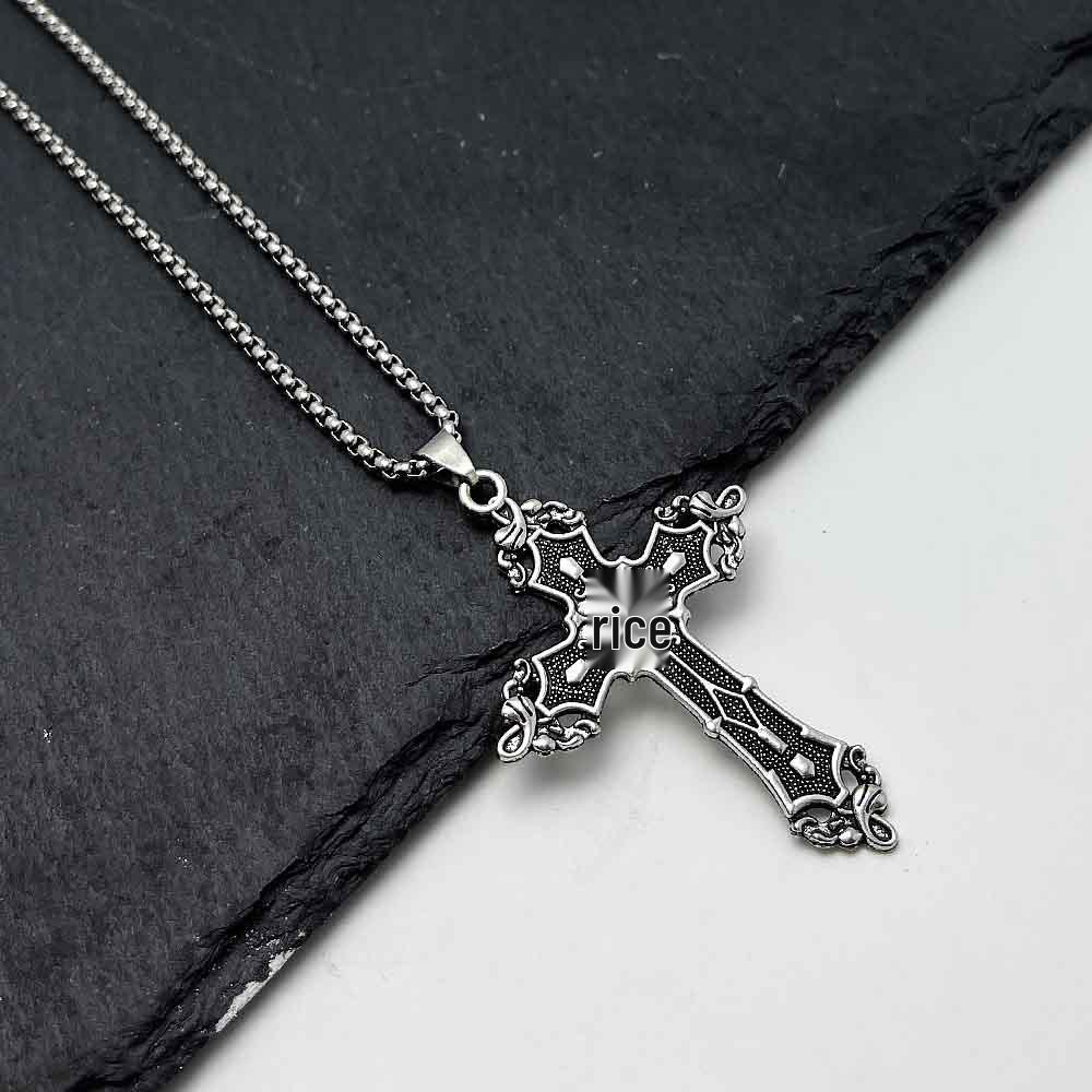 

Men s Hot Selling Hip Hop Street Style Cross Pendant Necklace With stainless steel chain 50cm