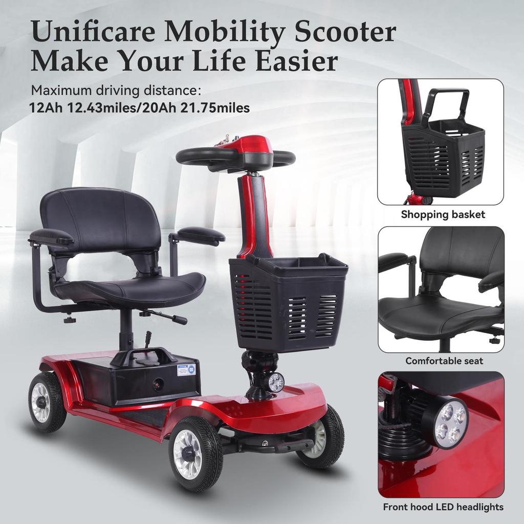 S-02 Scooter de mobilité à quatre roues: Moteur 250W, Batterie Amovible 24V 12Ah, Pneus 8 Pouces—Transport Urbain Pratique