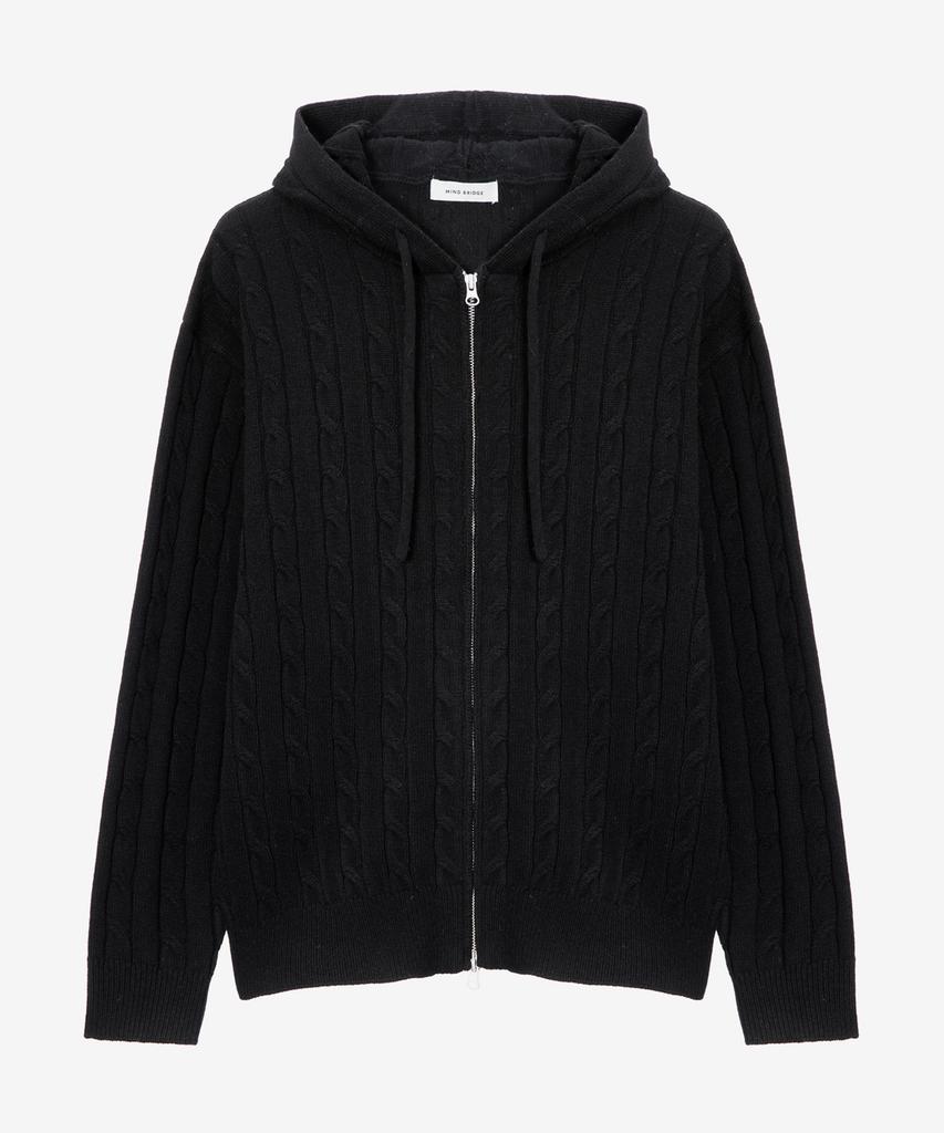 Mindbridge [Comfy] Wool Blend Cable Hooded Zip-Up Semi-Oversized Cardigan Mzcd71A2