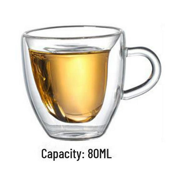 

Двухслойная стеклянная кружка в форме сердца с ручкой - Прозрачная кружка Love Coffee & Juice 80ml