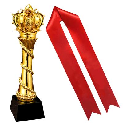 HAMILO Championship Trophy Crown for Golf Competitions and Awards, Includes Trophy Ribbon and Storage Box