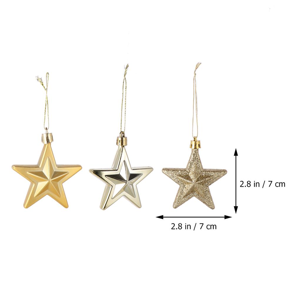 18Pcs Christmas Ornament Hanging Star Decor Five Pointed Tree Light for Holiday Home Office Party Xmas Tree Hanging Decoration