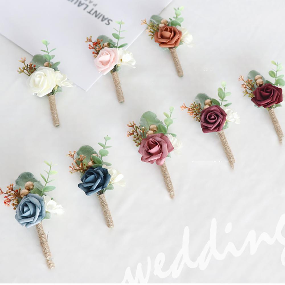 Artificial Corsage Simulation Flowers Wedding Supplies For Grooms Bridal Groomsmen Bridesmaids