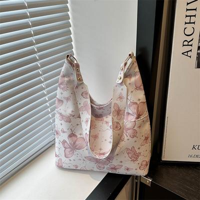 Casual Large Bag Women's Large Capacity 2025 Summer New Shoulder Bag Butterfly College Student Class Commuter Tote Bag
