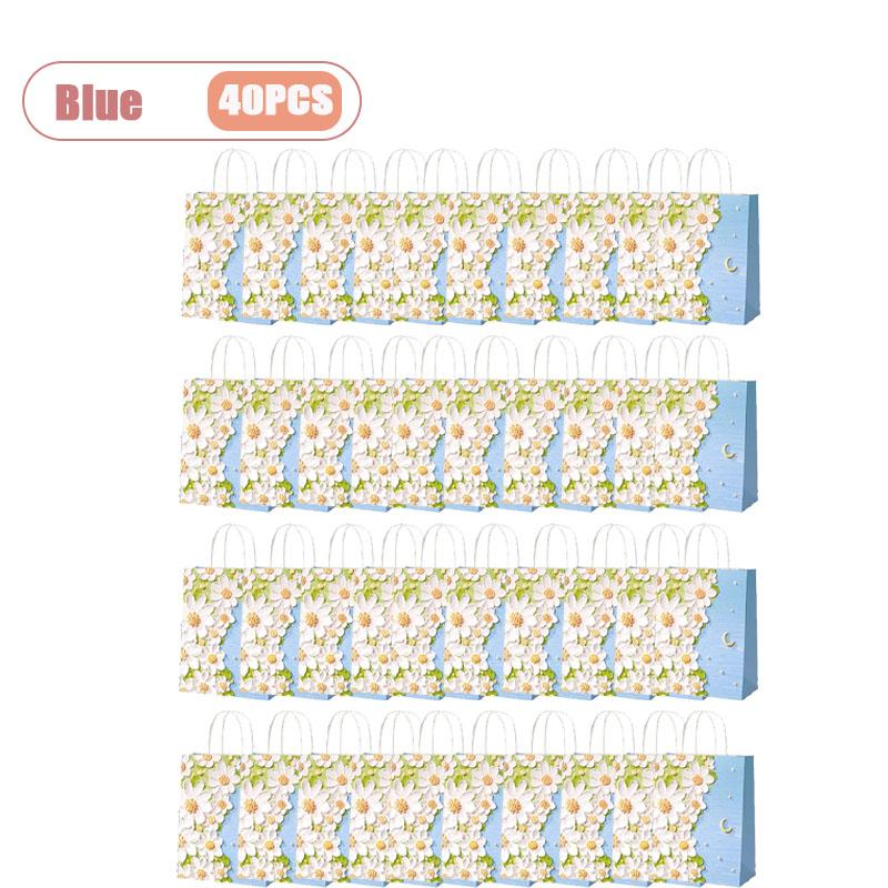 10-40PCS Valentines Themed Oil Painting Kraft Paper Bag with Handles for Milk Tea Bakery Takeout Student Gift Packaging