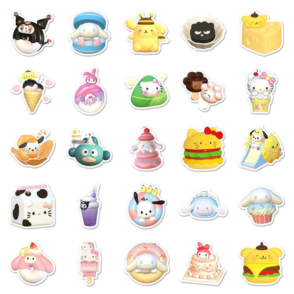 Cinnamoroll Melody Cute Stickers, 50 Sheets - Waterproof DIY Decor for Guitar, Notebook, Luggage