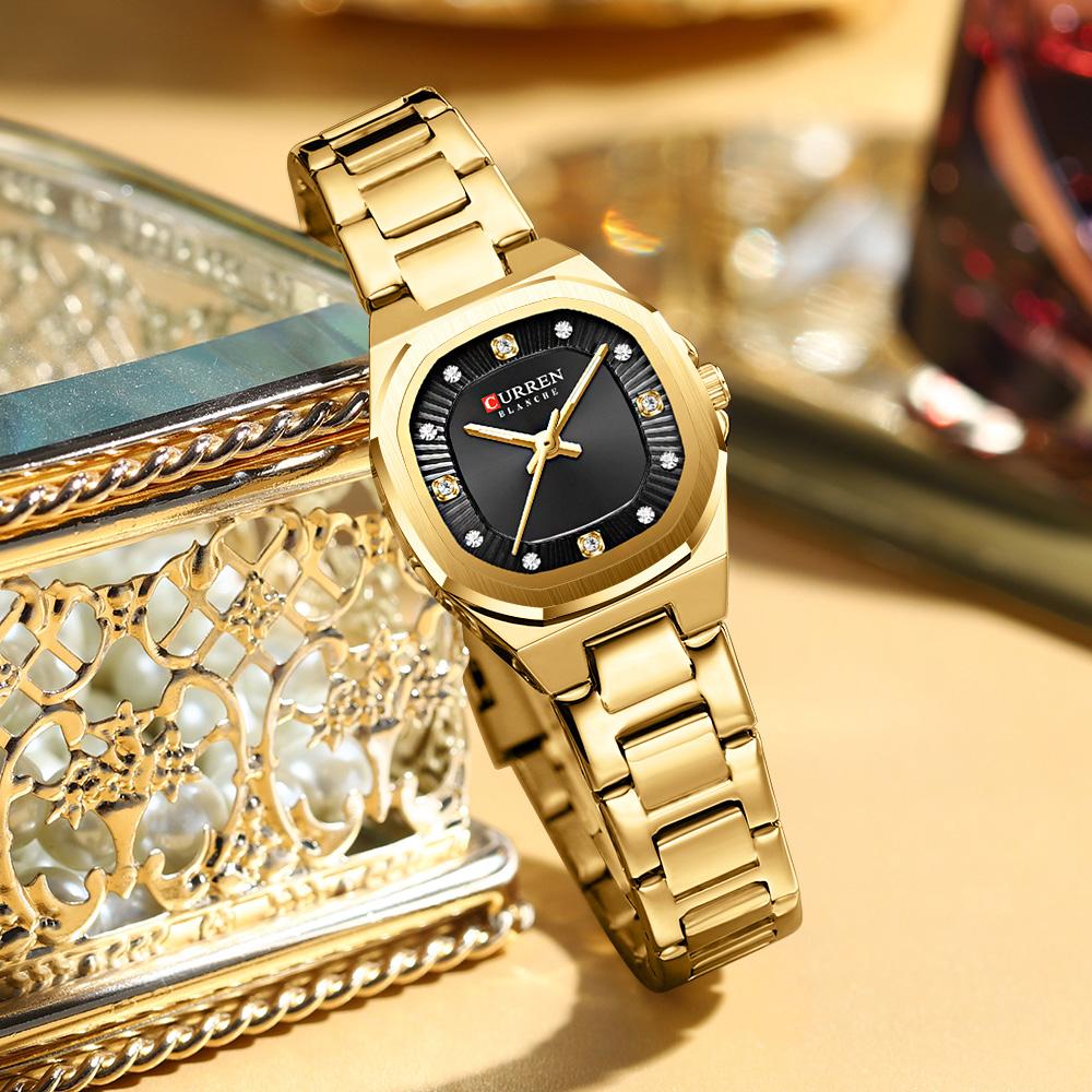 CURREN Jam Tangan Perempuan Original Waterproof Quartz Stainless Steel Minimalis Green Watch Women 9104