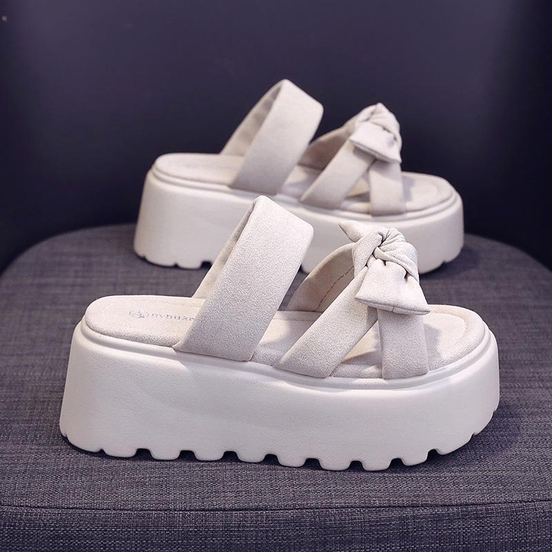 

Модные НОВЫЕ Повседневные шлепанцы на танкетке 8 см для женщин Летние Нескользящие Платформенные сандалии Женские С открытым носком Удобные Женские Массивные Пляжные шлепанцы 34 бежевый