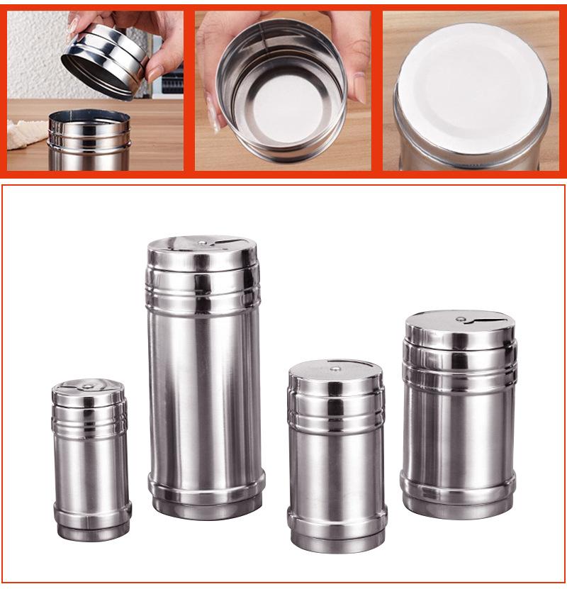 Stainless Steel Spice Jar Seasoning Bottle Rotating Cap Spice Pepper Salt Shaker Seasoning Storage Container Kitchen Tools