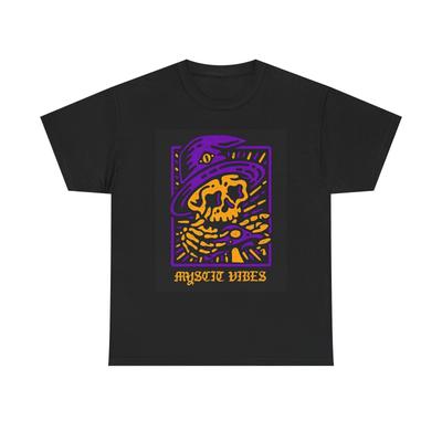 Mystic Vibes Graphic T Shirt Mens Womens Tees Top Vintage Wizard Unisex Heavy Cotton Tee