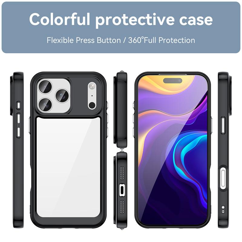 For iPhone 17 Pro Max Case iPhone 17 Air iPhone 17 Pro Max Cover Bumper Shockproof Clear PC + Silicone Protective Phone Cover