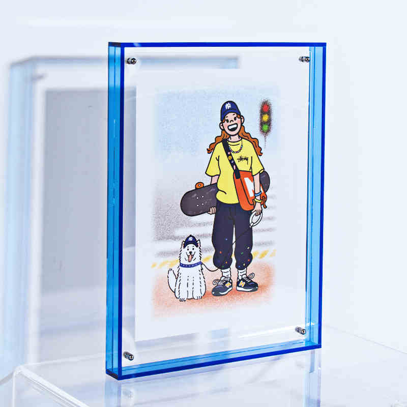 

Floating Picture Frame Acrylic Frames for Wall Mounted Tabletop Standing Decorative Photo Frames Neon Translucent Hanging Frame exterl 10x13cm
