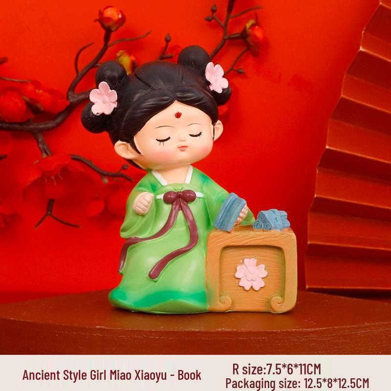 Creative Ancient Tang Lady Figurine: National Tide Style Desktop Ornament