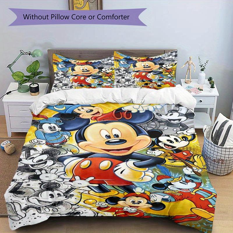 3pcs set Mickey Mouse, Disney, Classic Bedding Set with Duvet Cover+Pillowcases, All-Season Polyester, Zipper Closure77