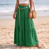 Gonna Maxi da Donna Casual a Vita Elastica, con Volant, Leggera in Cotone e Lino, Lunga, per Vacanze e Mare, Design a Linea A