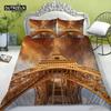 Eiffel Tower Duvet Cover Modern French Paris Cityscape Bedding Set 3D Europe Building Comforter Cover King For Kids Adults Decor