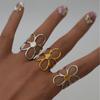 High-End Stainless Steel Mixed Gold & Silver Hollow Flower Ring for Women