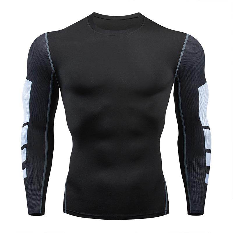 Cross-border PRO Men's Quick-Dry Sports Tights: High Elastic, Sweat-Absorbent, Long-Sleeved Fitness & Cycling Shirt