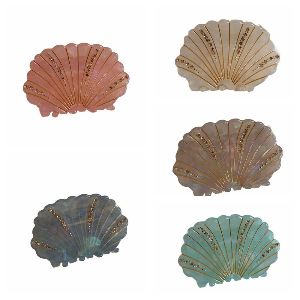 Non-slip Shell Shark Clip Jewelry Rhinestone Crab Clip Fashion Acetate Shell Hair Claw  Ladies