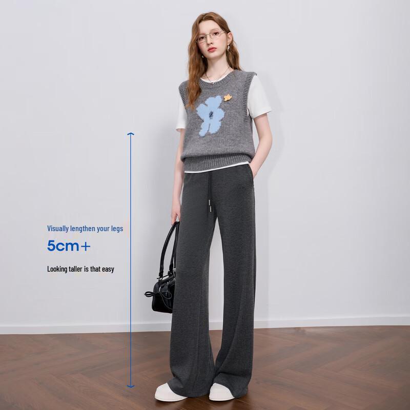 Sancai 2026 Spring Draped High-Waist Straight-Leg Casual Pants