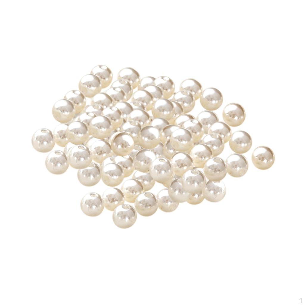 100Pcs Beads with Hole Loose Arts White Threading Spacer for Bangle Tiara Earring