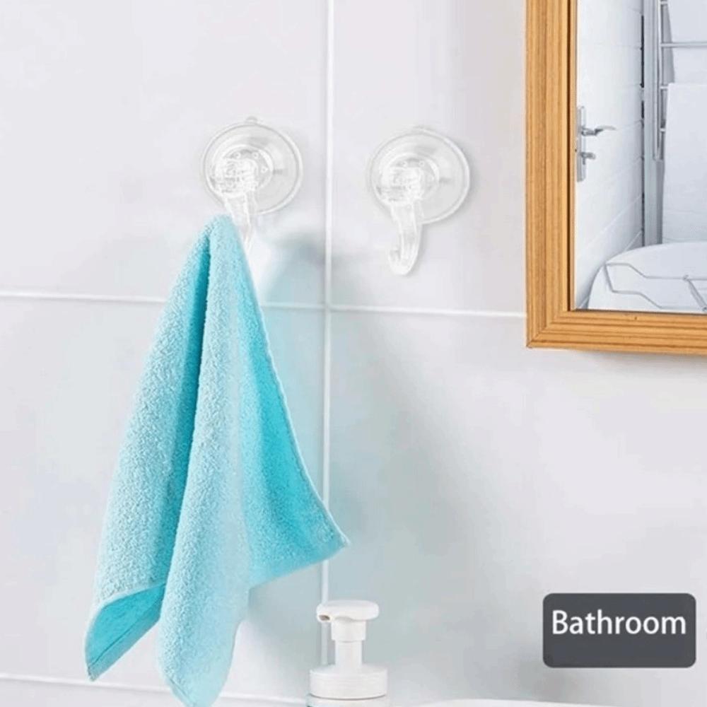 2PCS Transparent Shower Suction Hooks Removable Towel Hook Durable Kitchen Hook  Glass Surface