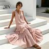 Casual Dress Women Women's Sleeveless Summer Long Tank Dress, V Neck Tiered Flowy Layered Skirt Ruffle Maxi Loose Beach Sundress Breathable