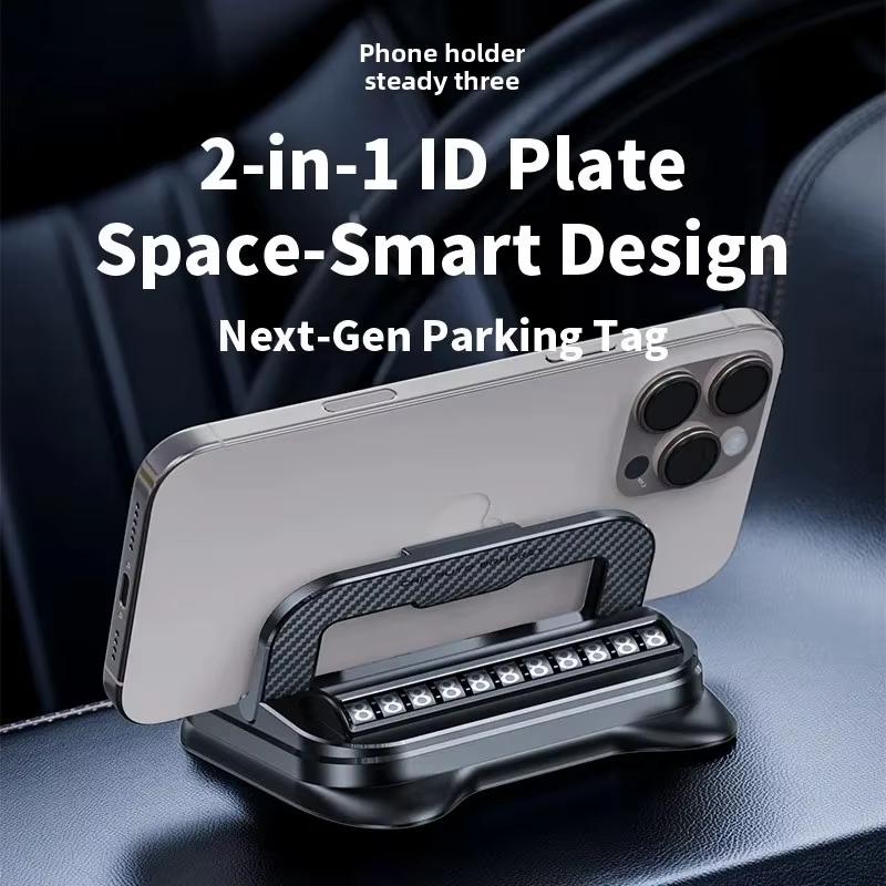 2 in 1 Car Phone Holder Dashboard Stand Mount with Car Temporary Parking Card Phone Number For Phone Car GPS Anti-slip Bracket