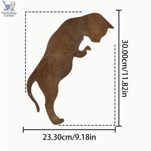 Country rusty metal cat garden statue outdoor courtyard decoration, suitable for gardens and terraces, garden decoration