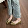 Square Head Single Shoes Women's Summer Light Mouth Bow Pearl Flats