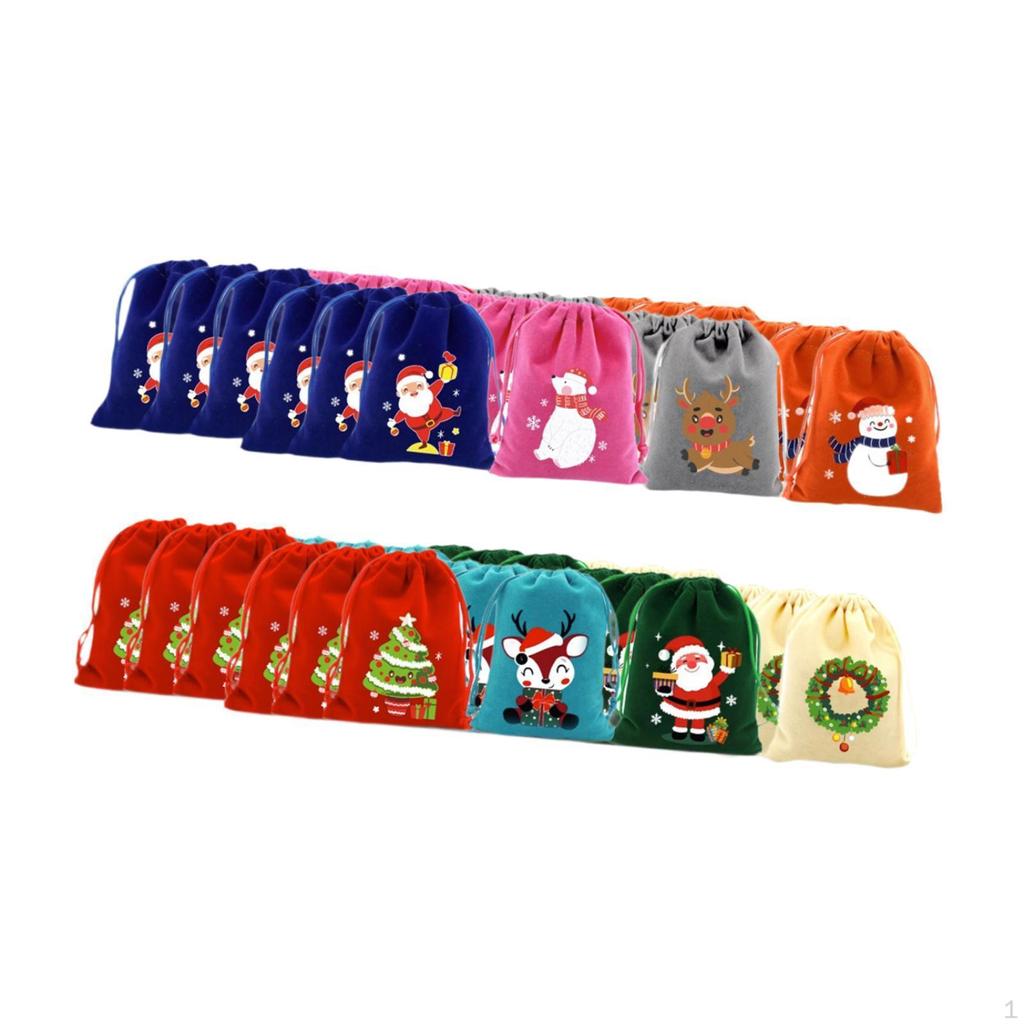 50Pcs Christmas Gift Wrap Bags Sacks Velvet Fabric Lightweight for Packing Craft Multifunctional