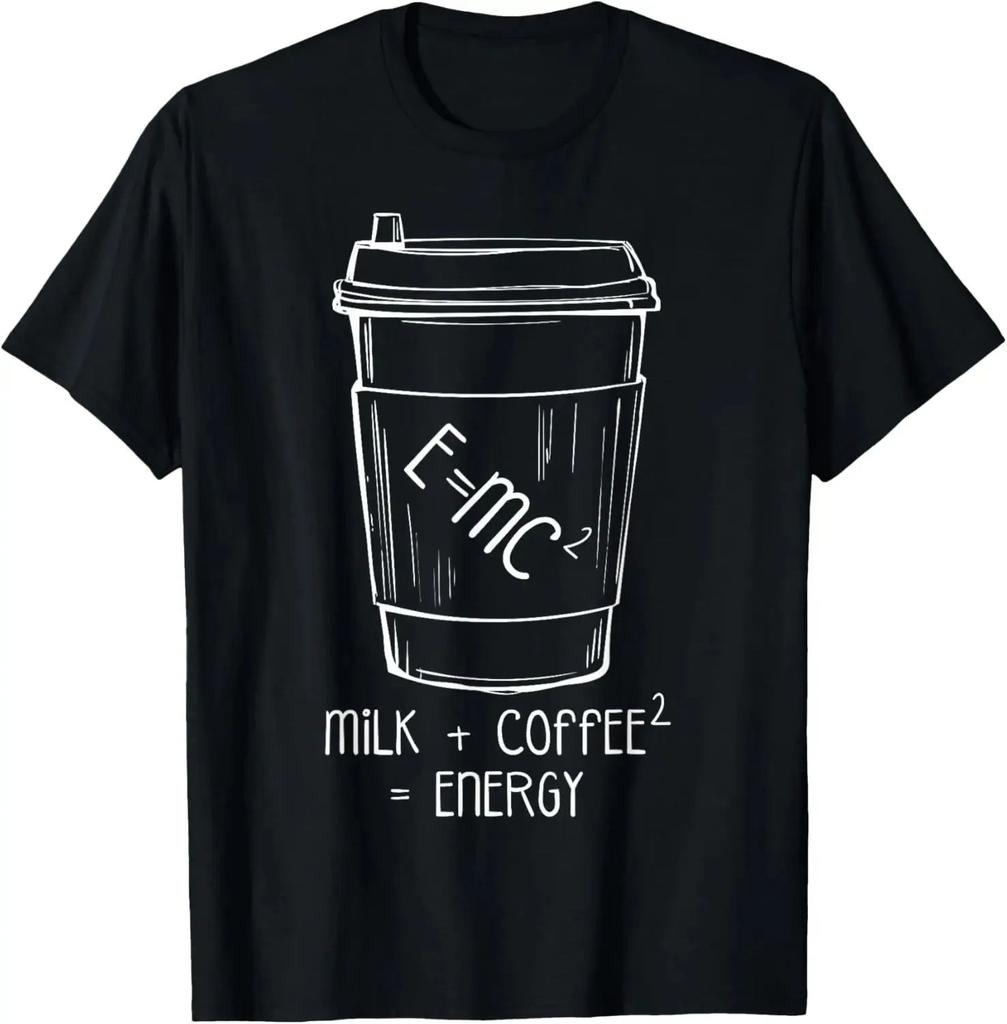 Funny Science Coffee Energy Milk Coffee Tshirt Y2k Top Emc2 Funny Printed Graphic T Shirts Casual Loose Streetwear Unisex