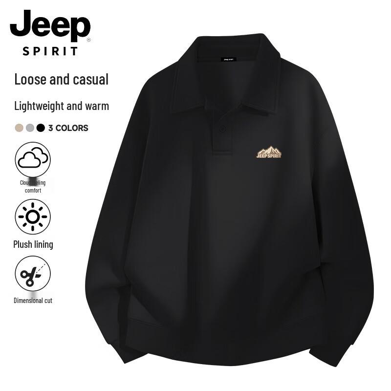 JEEP SPIRIT Men's Heavyweight Fleece Polo Sweatshirt