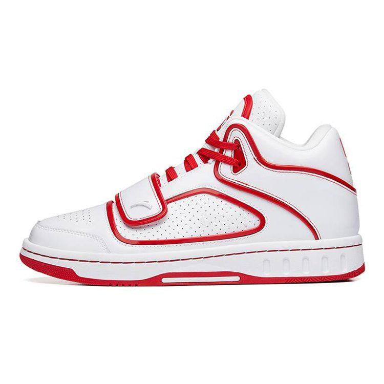 Anta Slip Resistant Abrasion Resistant Mid Top Skateboard Shoes Men's White Red 112238010A-1