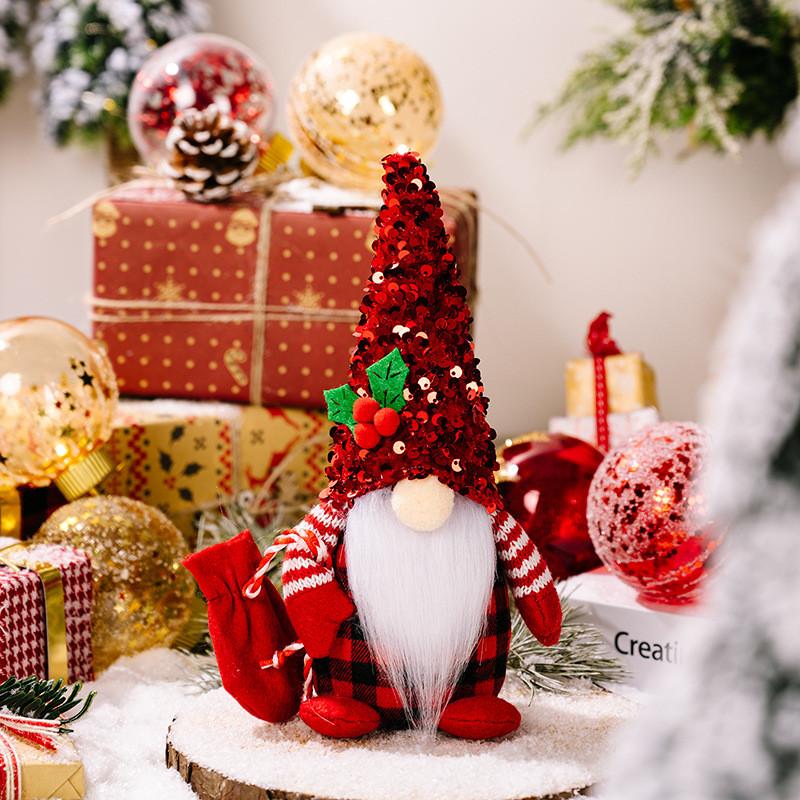 

Яркое Рождественское украшение 22 года Плюшевый гном Рудольф в красочной шляпе с пайетками Red Rudolph Doll