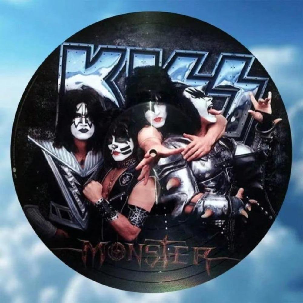 Vintage Metalowy Znak Blaszany Zespołu Kiss 8 Calowy Okrągły Dekor Ścienny do Domu Baru Kawiarni