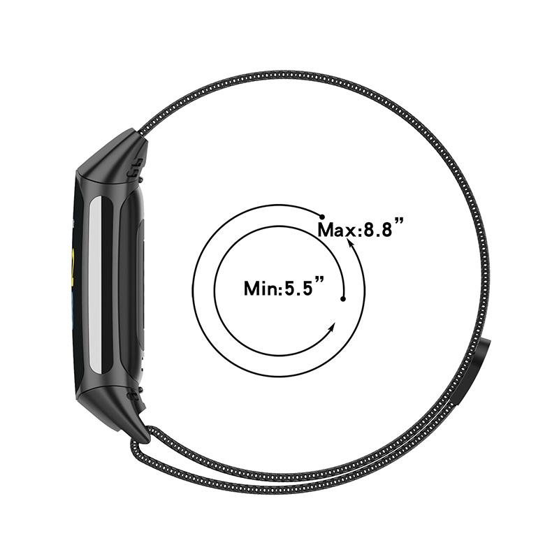 Milanese Stainless Steel Smart Watch Strap Breathable Fine Mesh Watchband for Fitbit Charge 6/5