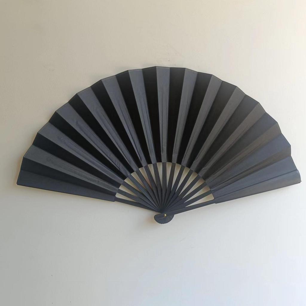 8/10 Inch Men's Silk Folding Fan with Red Bone - Red, Yellow, White & Black Options