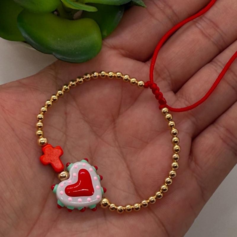 Women Bohemian Beaded Bracelet Colorful Heart & Star Charms Adjustable Chain Perfect For Daily Wear Vacation And Holiday Gift