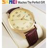 Men's Classic Analog Quartz Watch Gold Brown Leather Band Waterproof Casual Date Display