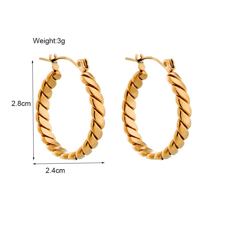 Titanium Steel Gold Chunky Twisted Hoop Earrings Non Fading Versatile Ear Cuff for Women
