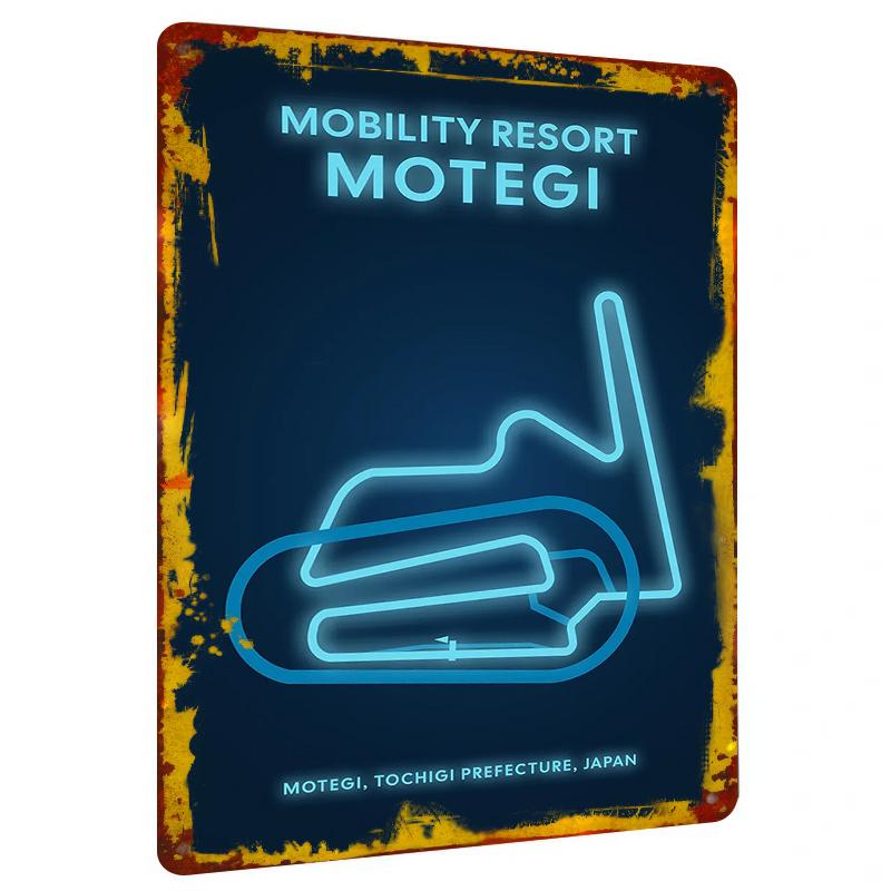

Mobility Resort Motegi Japan Race Track Circuit Blueprint Metal Wall Art Home Decor for Racing Fans 20x30cm（7.8x11.8inch）