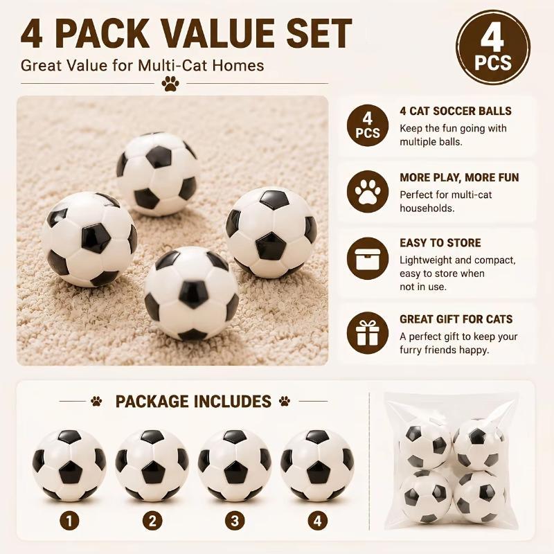 4Pcs Cat Soccer Toy Interactive Bouncy Ball For Kittens And Adult Cats The Perfect Indoor Entertainment Toy